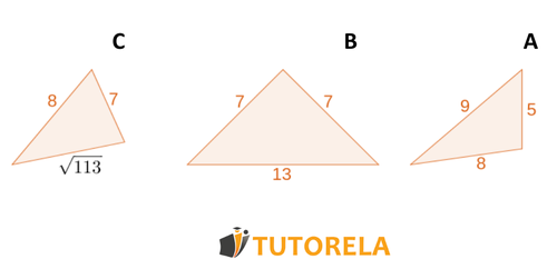Determine which of the following triangles is obtuse, which is acute and which is right triangle