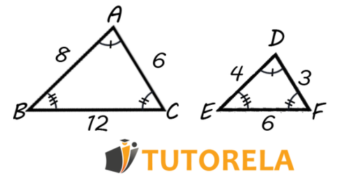 Calculen la razón de semejanza entre los dos triángulos