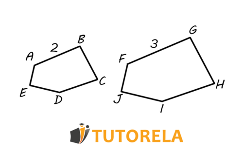 Two pentagons in the drawing are alike