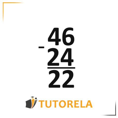 Vertical subtraction example solving 46 minus 24 equals 22, demonstrating basic arithmetic for educational purposes.