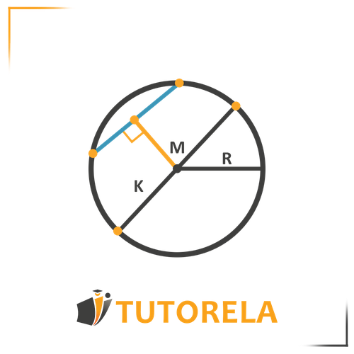 Circle diagram illustrating key geometric components including a radius, chord, and right triangle inscribed within the circle. Ideal for learning parts of a circle, radius, diameter, and perpendicular relationships in geometry.
