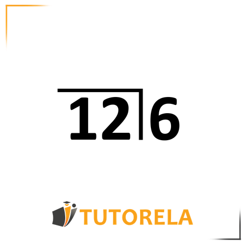 A division problem displayed in vertical format with the divisor 6 placed outside the division bar and the dividend 126 placed inside. The Tutorela logo is positioned at the bottom of the image.