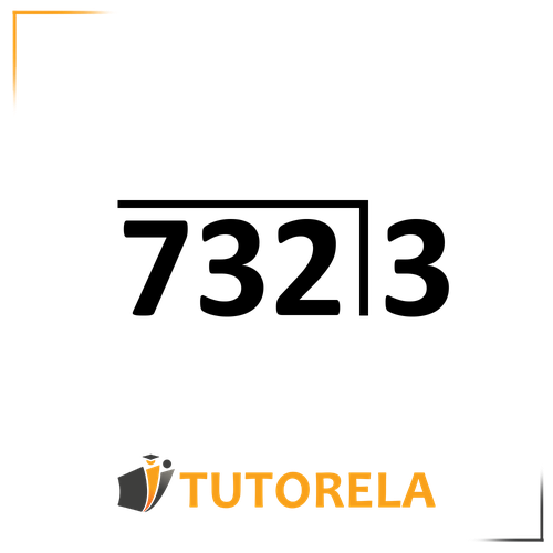 A division problem displayed in vertical format with the divisor 3 placed outside the division bar and the dividend 732 placed inside. The Tutorela logo is positioned at the bottom of the image.