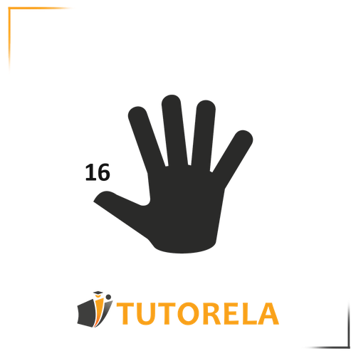 Illustration of a black hand silhouette with the number 16 beside it, used for teaching subtraction in educational contexts.