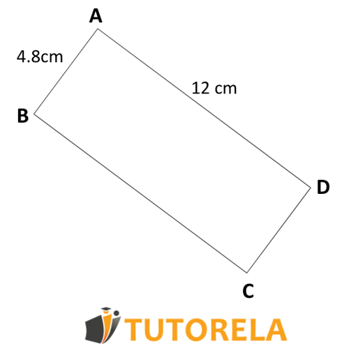 rectangle with side AB 4.8 cm long and side AD 12 cm long