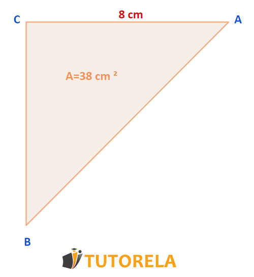The area of the triangle is equal to 38 cm2