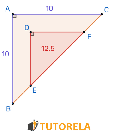 El área del triángulo pequeño es  12.5 Cuál es la longitud del lado