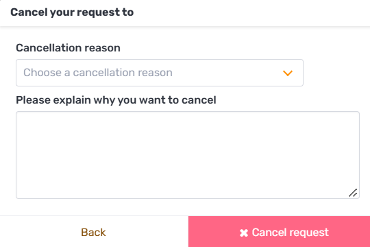 Then choose a cancellation reason from the dropdown and, if you'd like, explain why you want to cancel. Click "Cancel re