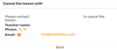 If the lesson can no longer be canceled on your own, you’ll get the following message