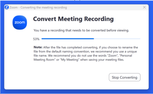 When the lesson ends, Zoom converts it into an MP4 file
