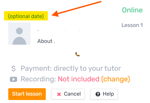 an initial time that holds a spot in the calendar until everything is finalized with the tutor.